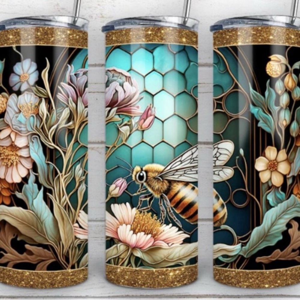 Bee Tumbler Stained Glass